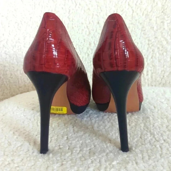 BCBGeneration "Tina" Red Croc Patent Leather Stiletto Pumps - Picture 7 of 8